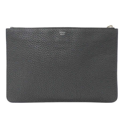 FENDI フェンディ クラッチ・セカンドバッグ チャコールグレー レザー レディース メンズ 【中古】