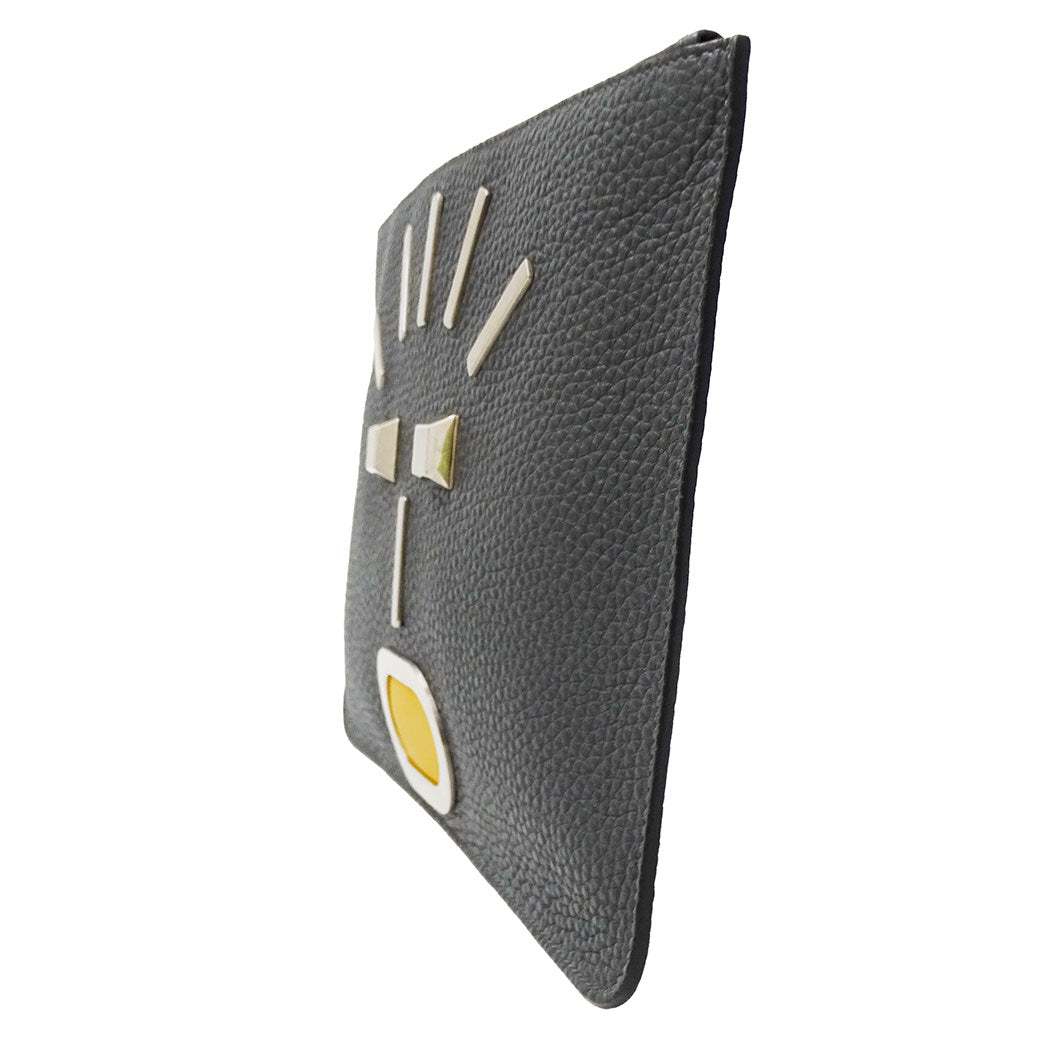FENDI フェンディ クラッチ・セカンドバッグ チャコールグレー レザー レディース メンズ 【中古】