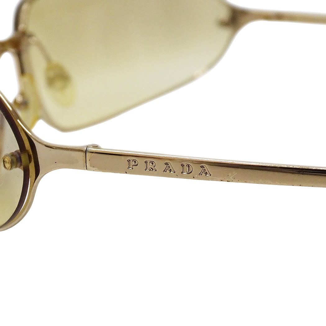 PRADA プラダ サングラス ゴールド ベージュ SPR56D メンズ 【中古】
