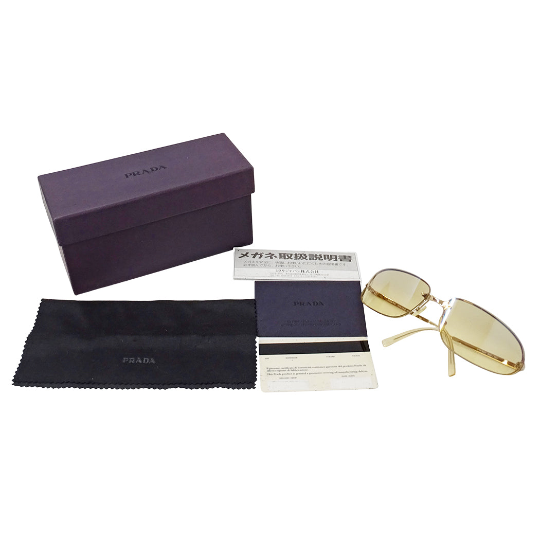 PRADA プラダ サングラス ゴールド ベージュ SPR56D メンズ 【中古】