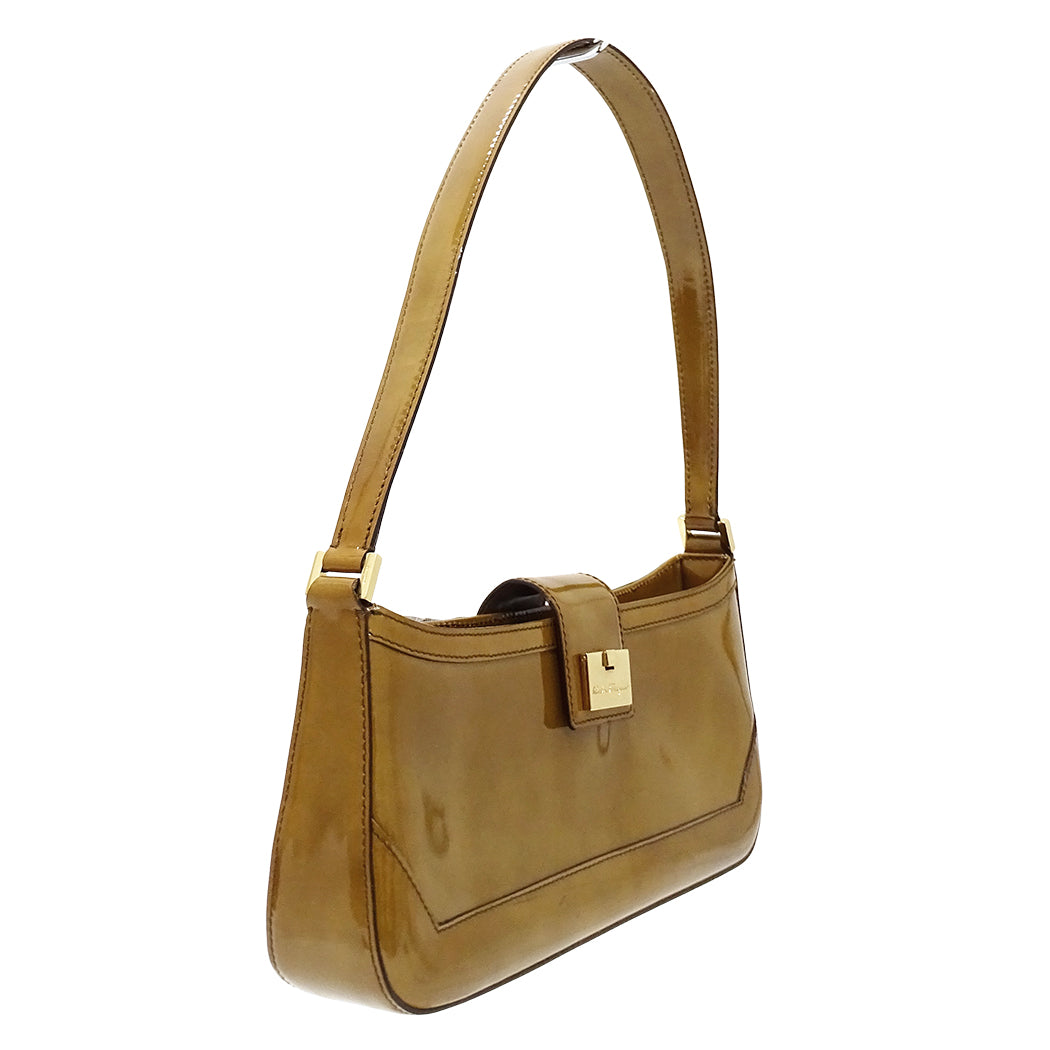 Ferragamo フェラガモ ショルダーバッグ ライトブラウン EE-21 1816 エナメル レディース 【中古】