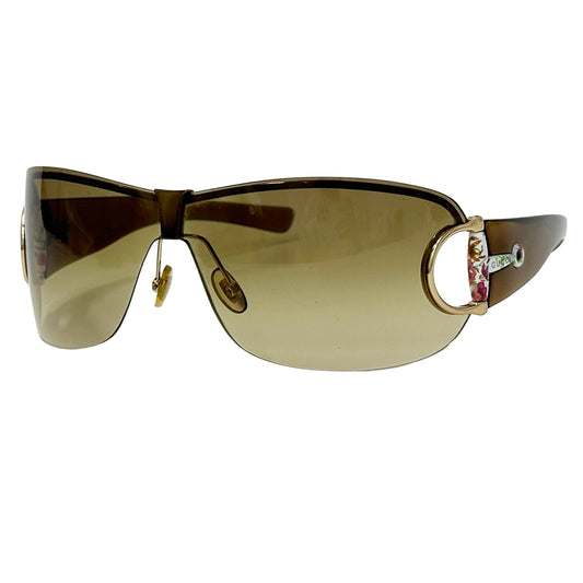 GUCCI グッチ サングラス ホースビット フローラ ブラウン シェード GG2746S レディース 【中古】