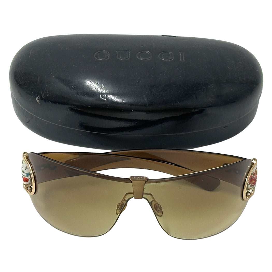 GUCCI グッチ サングラス ホースビット フローラ ブラウン シェード GG2746S レディース 【中古】