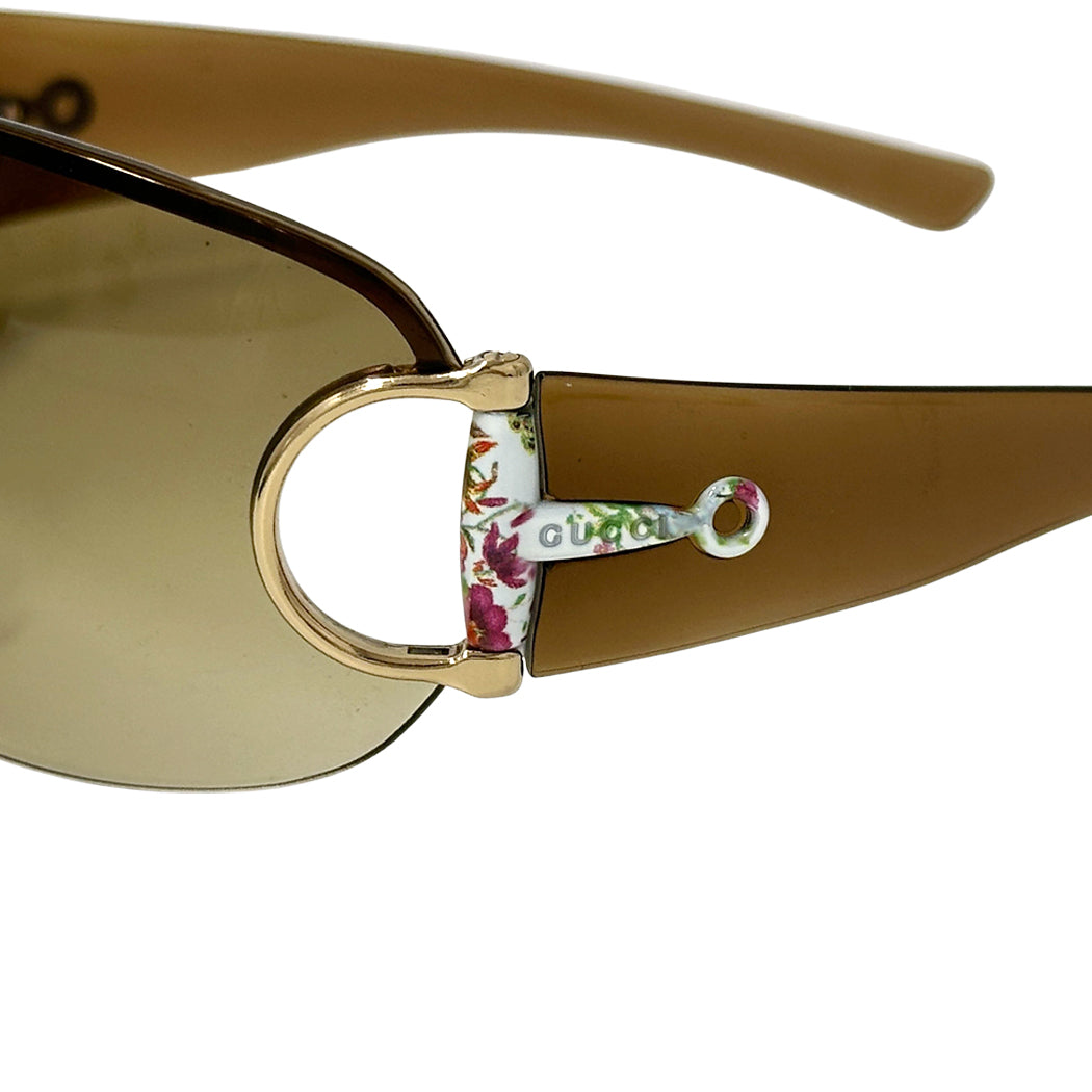 GUCCI グッチ サングラス ホースビット フローラ ブラウン シェード GG2746S レディース 【中古】