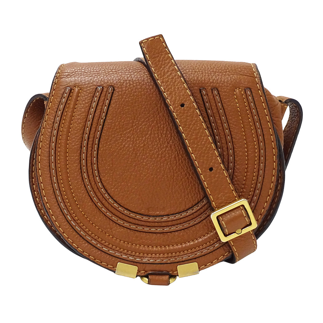Chloe クロエ マーシー サドルバッグ ショルダーバッグ ブラウン レザー レディース 【中古】