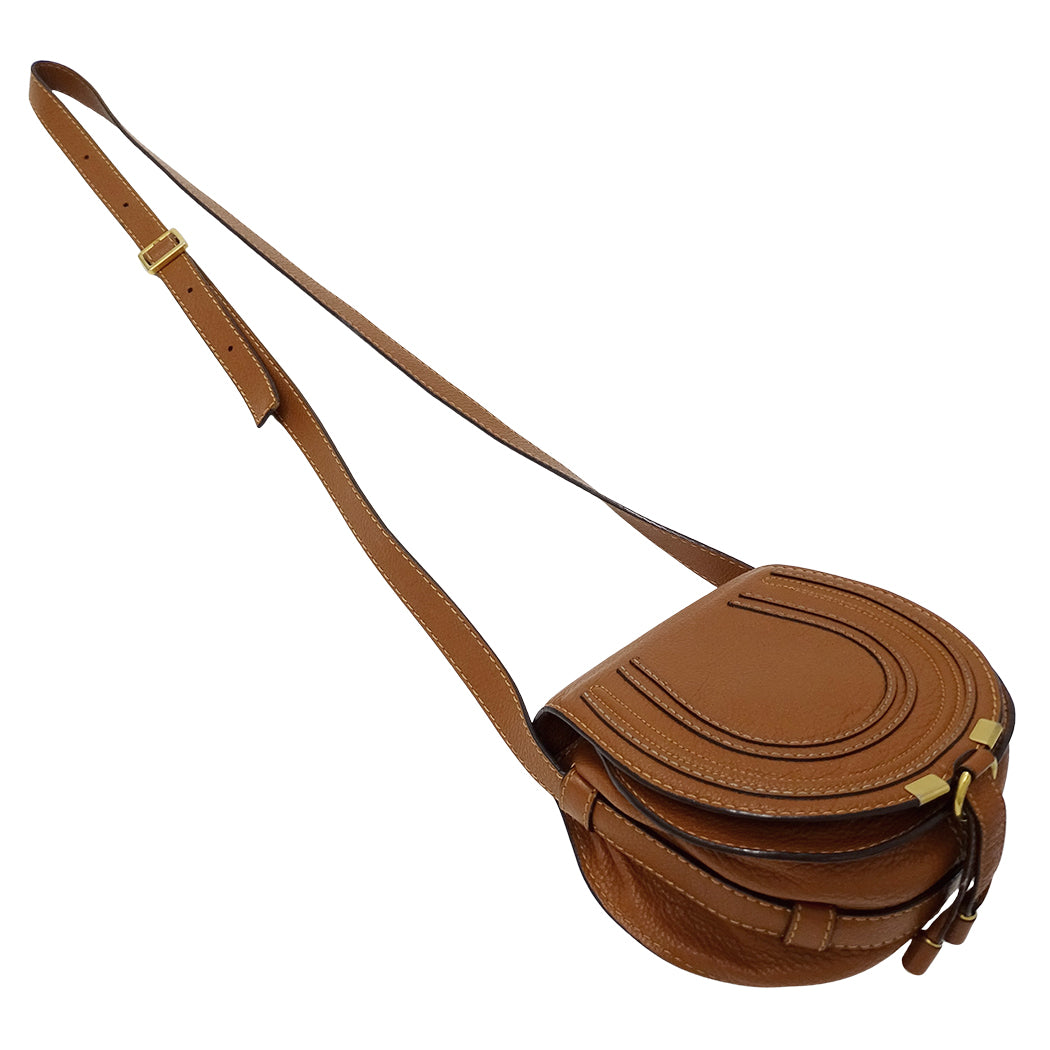 Chloe クロエ マーシー サドルバッグ ショルダーバッグ ブラウン レザー レディース 【中古】