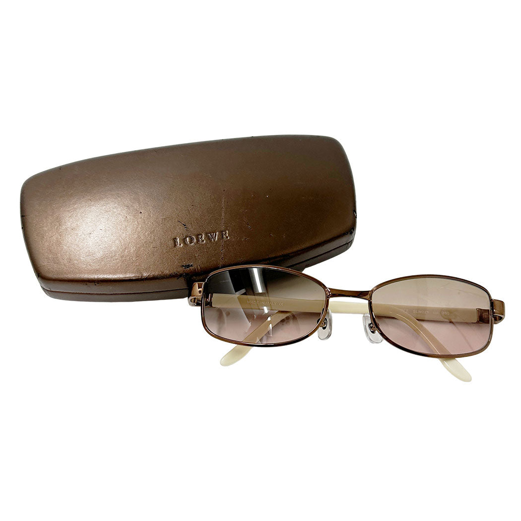 LOEWE ロエベ サングラス ブラウン ベージュ SLW021 アセテート レディース メンズ 【中古】