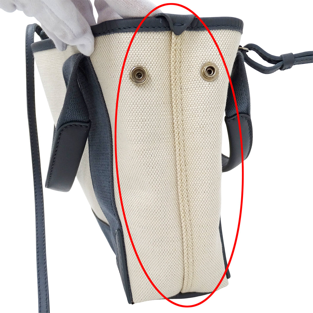 BALENCIAGA バレンシアガ ネイビーカバス XS 2wayバッグ グレー ベージュ 390346 キャンバス レディース 【中古】