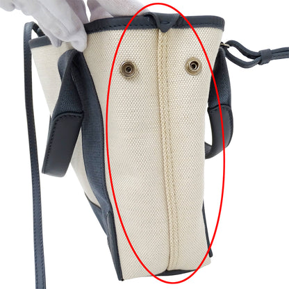 BALENCIAGA バレンシアガ ネイビーカバス XS 2wayバッグ グレー ベージュ 390346 キャンバス レディース 【中古】