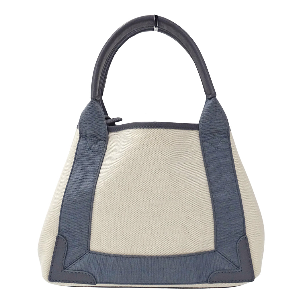 BALENCIAGA バレンシアガ ネイビーカバス XS 2wayバッグ グレー ベージュ 390346 キャンバス レディース 【中古】