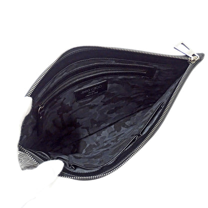 JIMMY CHOO ジミーチュウ DEREK クラッチ・セカンドバッグ ブラック レザー レディース メンズ 【中古】