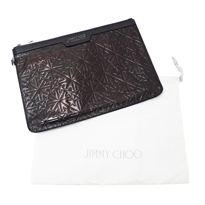JIMMY CHOO ジミーチュウ DEREK クラッチ・セカンドバッグ ブラック レザー レディース メンズ 【中古】