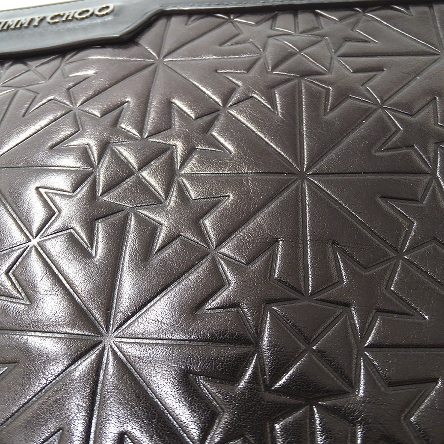 JIMMY CHOO ジミーチュウ DEREK クラッチ・セカンドバッグ ブラック レザー レディース メンズ 【中古】