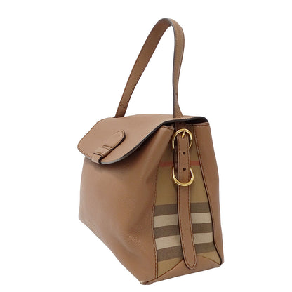BURBERRY バーバリー ショルダーバッグ ハウスチェック ブラウン レザー レディース 【中古】
