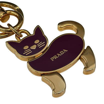 PRADA プラダ トリックキャット キーホルダー ゴールド レッド レディース メンズ 【中古】