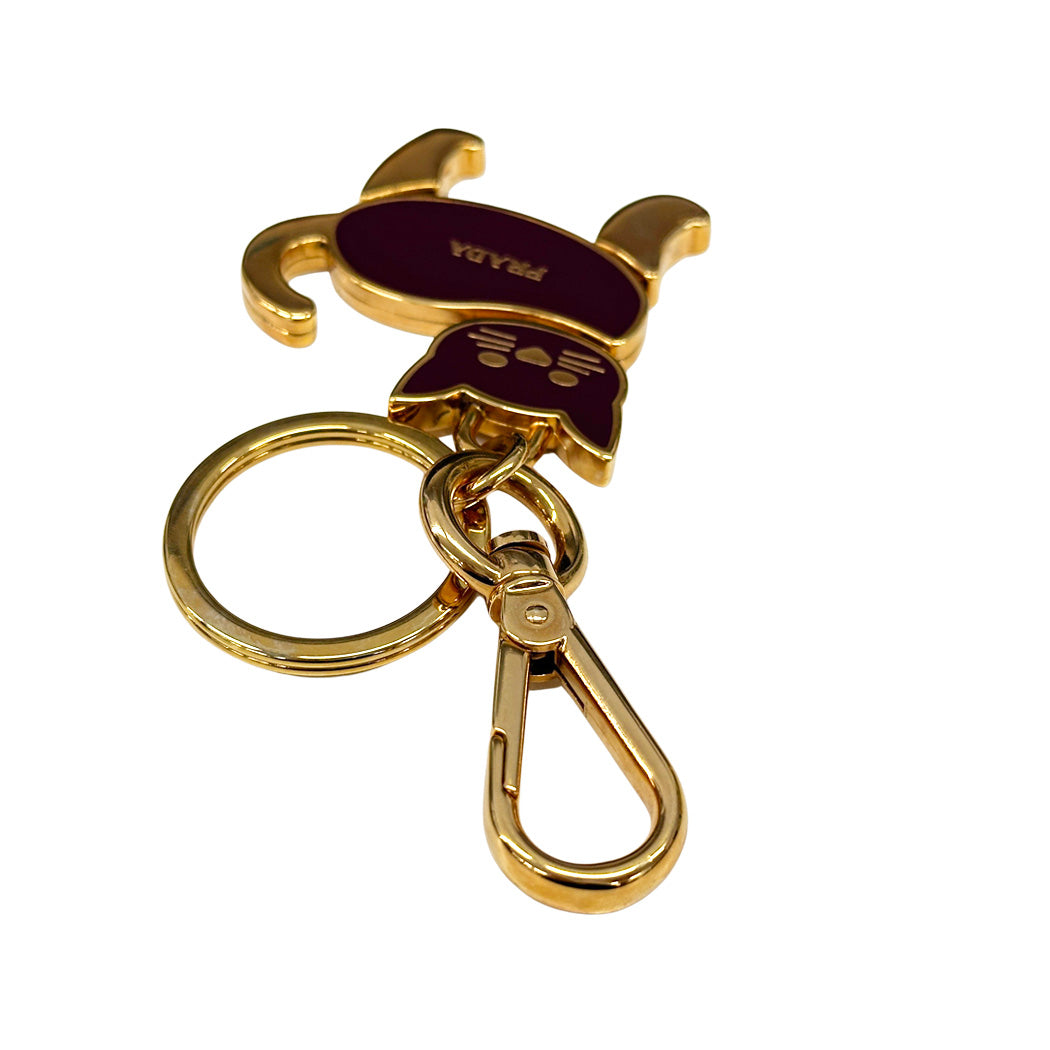 PRADA プラダ トリックキャット キーホルダー ゴールド レッド レディース メンズ 【中古】