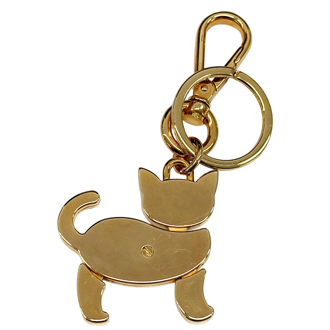 PRADA プラダ トリックキャット キーホルダー ゴールド レッド レディース メンズ 【中古】