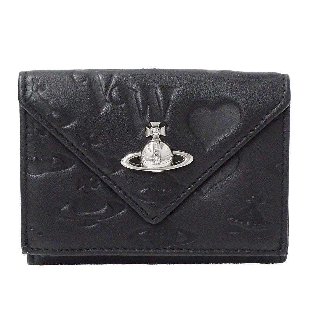 Vivienne Westwood ヴィヴィアン・ウエストウッド 三つ折り財布 ブラック レザー レディース 【中古】
