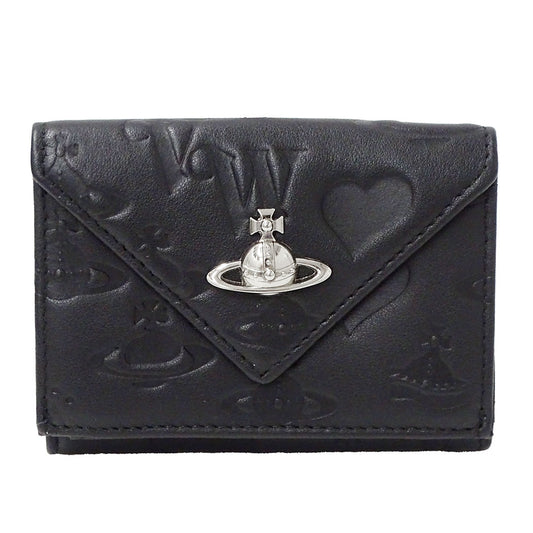 Vivienne Westwood ヴィヴィアン・ウエストウッド 三つ折り財布 ブラック レザー レディース 【中古】