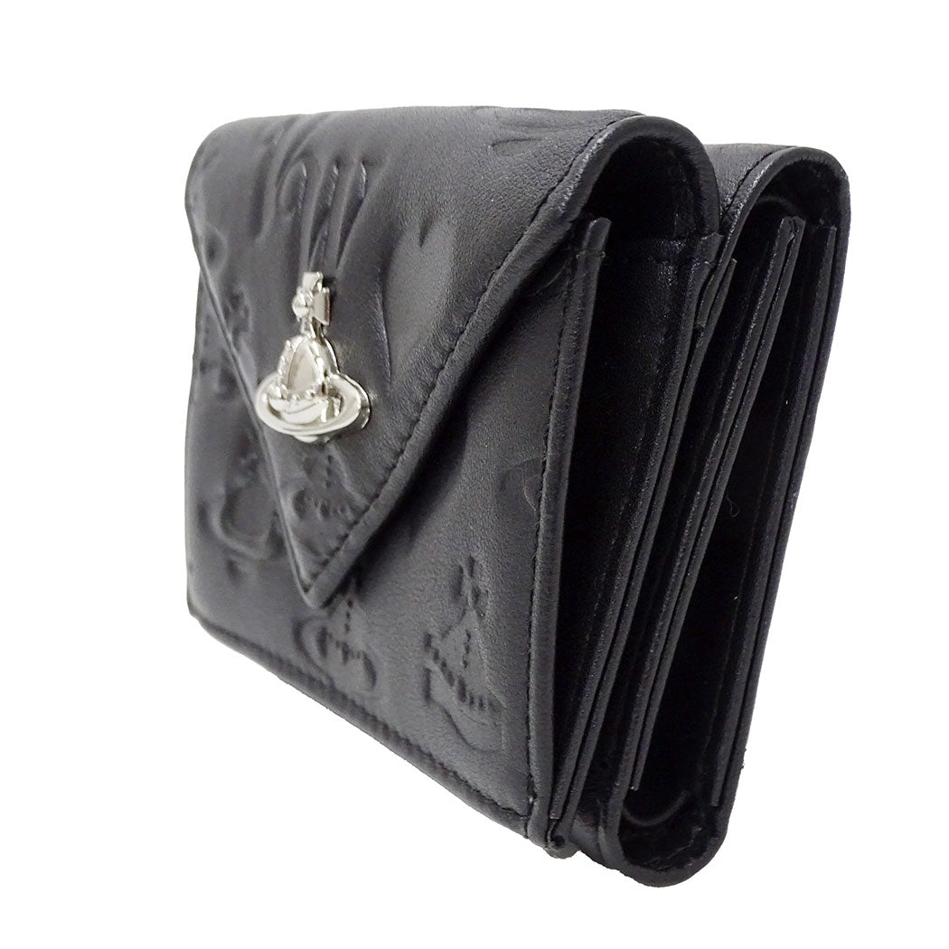 Vivienne Westwood ヴィヴィアン・ウエストウッド 三つ折り財布 ブラック レザー レディース 【中古】