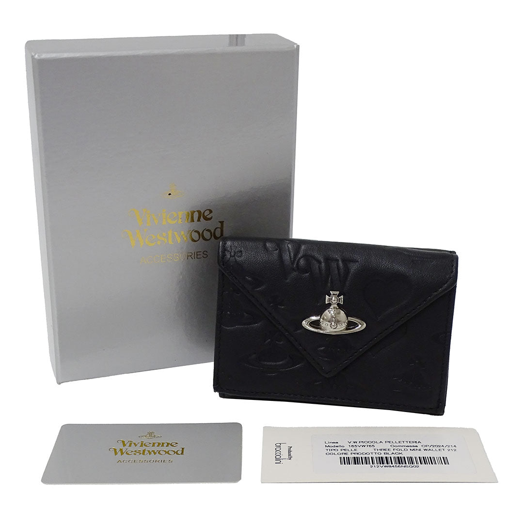 Vivienne Westwood ヴィヴィアン・ウエストウッド 三つ折り財布 ブラック レザー レディース 【中古】