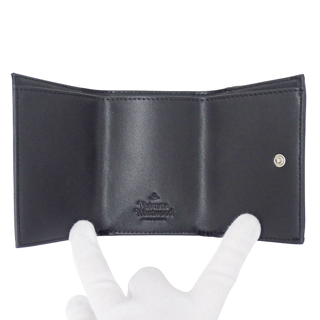 Vivienne Westwood ヴィヴィアン・ウエストウッド 三つ折り財布 ブラック レザー レディース 【中古】