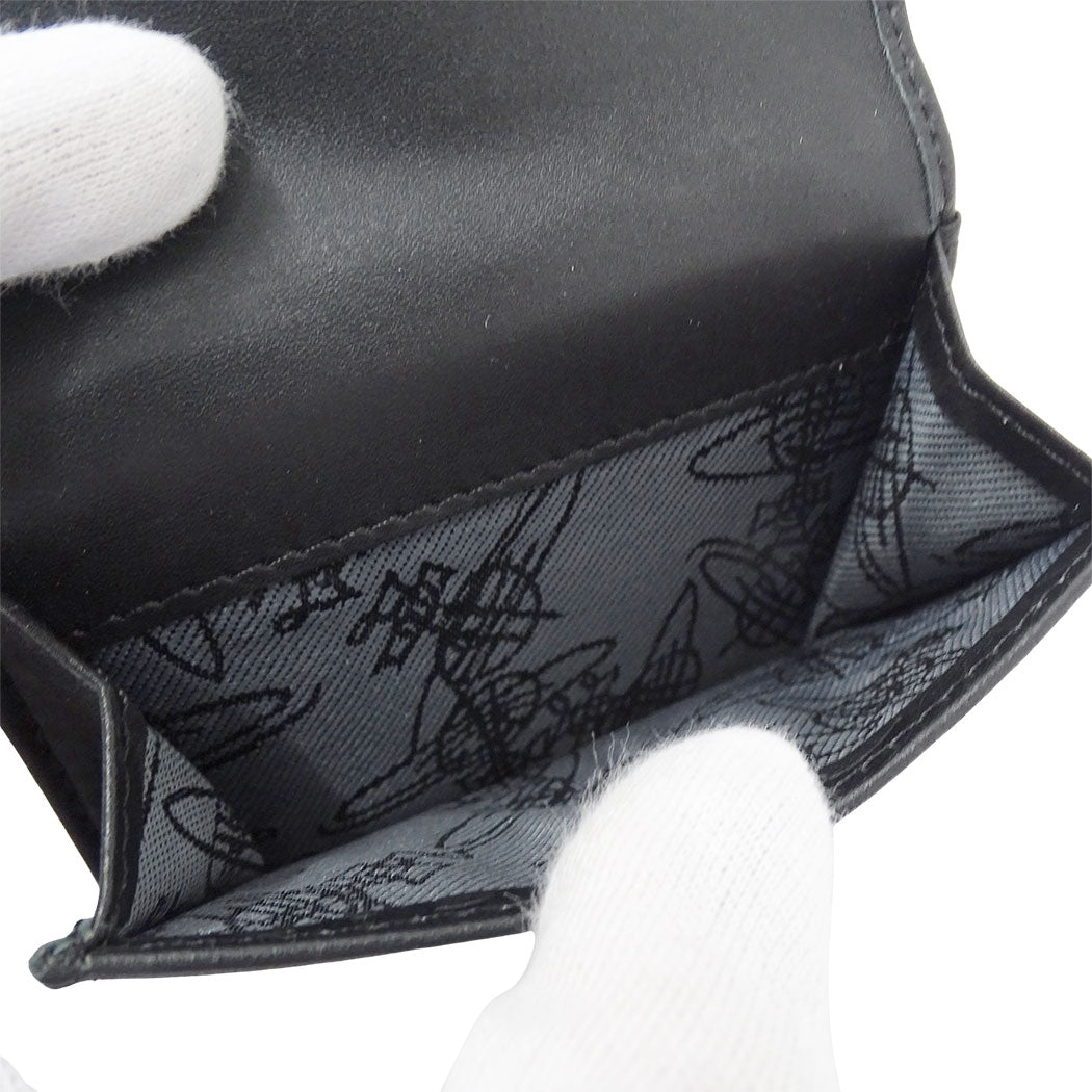 Vivienne Westwood ヴィヴィアン・ウエストウッド 三つ折り財布 ブラック レザー レディース 【中古】