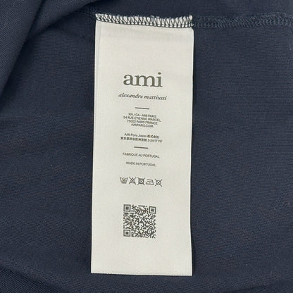 Ami Paris アミパリス 半袖Ｔシャツ ネイビー ホワイト コットン レディース メンズ 【中古】