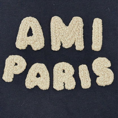 Ami Paris アミパリス 半袖Ｔシャツ ネイビー ホワイト コットン レディース メンズ 【中古】