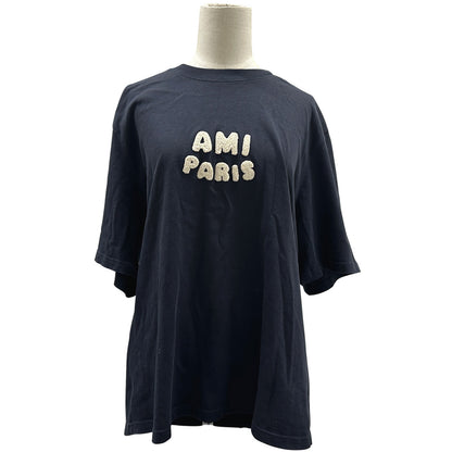 Ami Paris アミパリス 半袖Ｔシャツ ネイビー ホワイト コットン レディース メンズ 【中古】