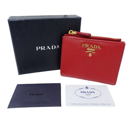 PRADA プラダ 二つ折り財布 レッド 1ML023 レディース 【中古】