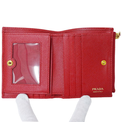 PRADA プラダ 二つ折り財布 レッド 1ML023 レディース 【中古】