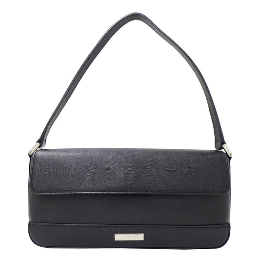 BURBERRY バーバリー ショルダーバッグ ブラック レザー レディース 【中古】