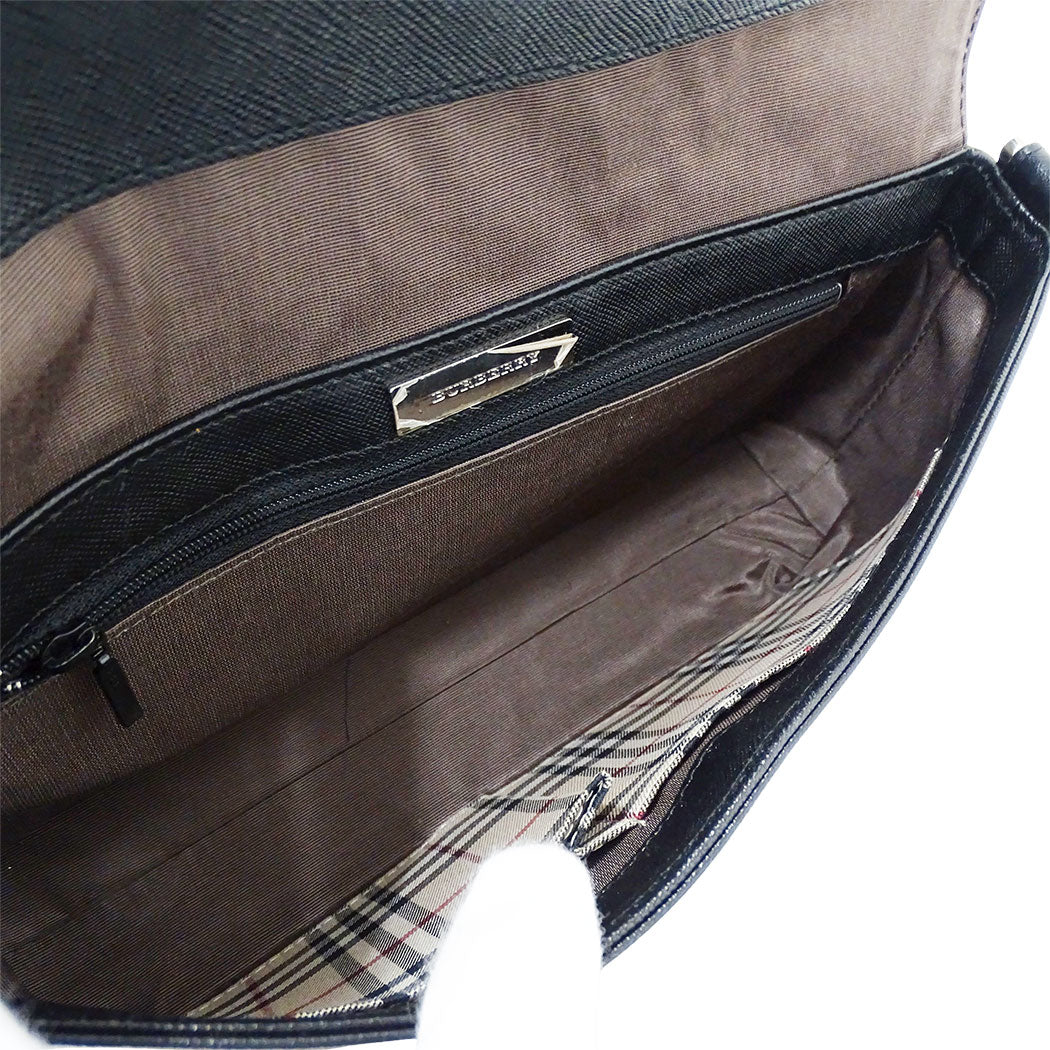 BURBERRY バーバリー ショルダーバッグ ブラック レザー レディース 【中古】