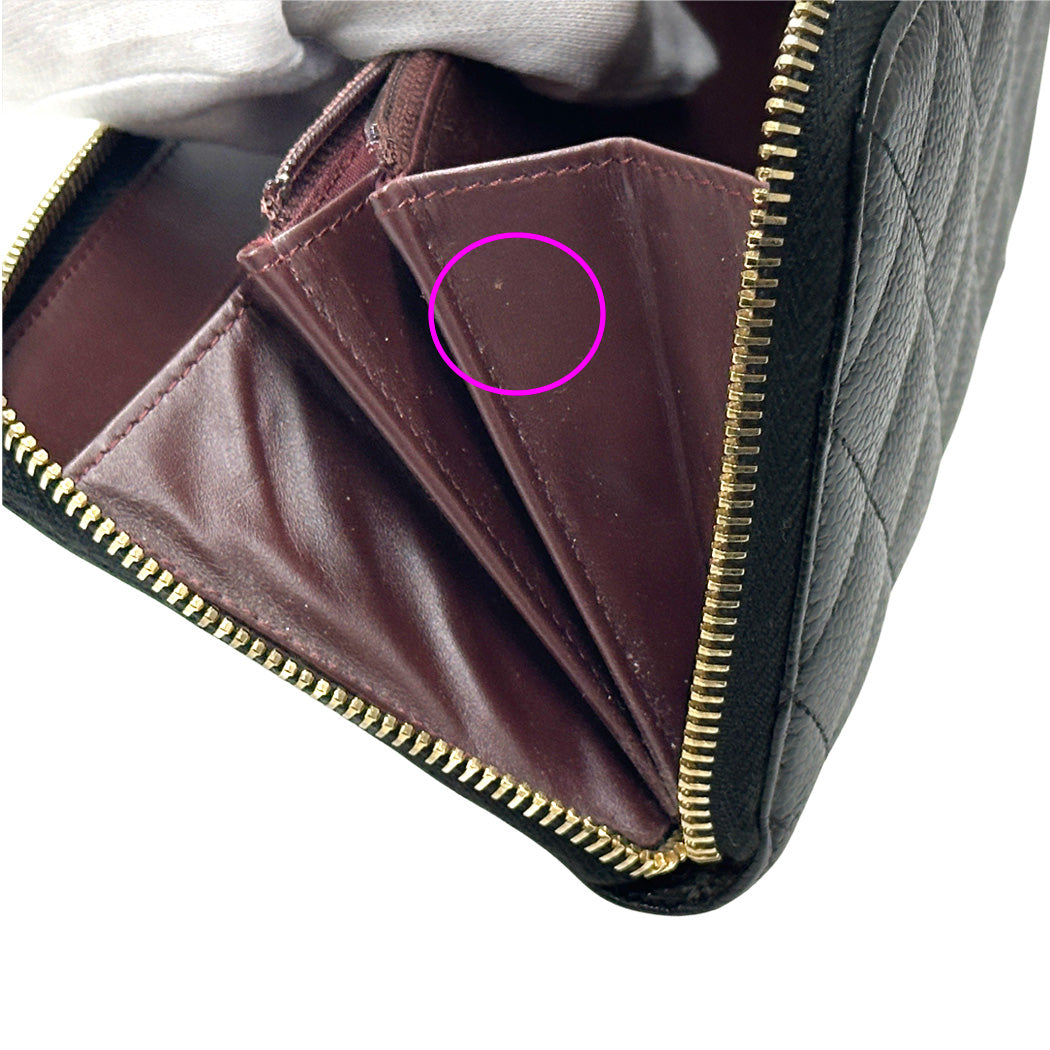 CHANEL シャネル 長財布 マトラッセ ブラック ゴールド金具 キャビアスキン レディース 【中古】