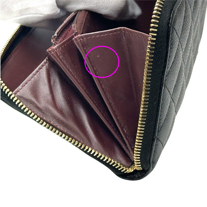 CHANEL シャネル 長財布 マトラッセ ブラック ゴールド金具 キャビアスキン レディース 【中古】