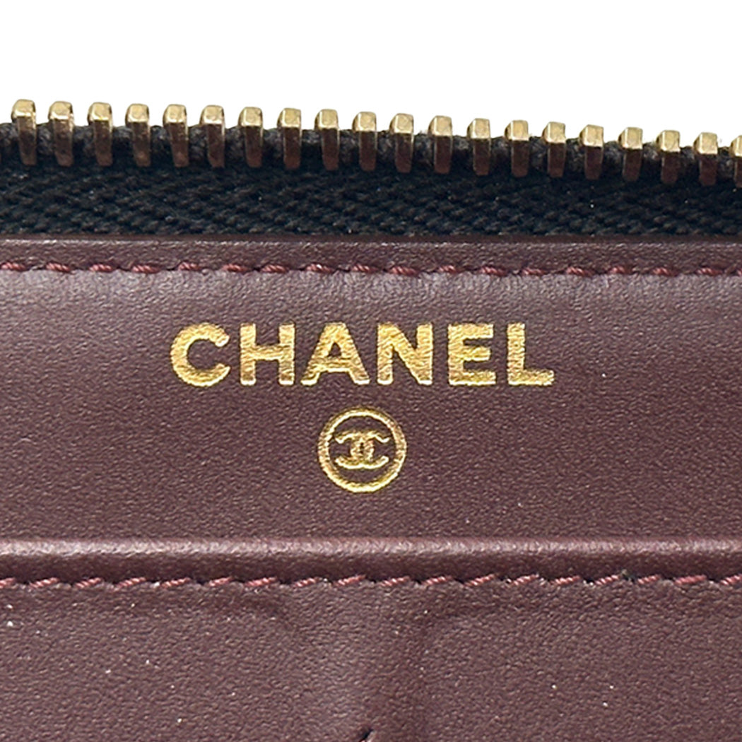 CHANEL シャネル 長財布 マトラッセ ブラック ゴールド金具 キャビアスキン レディース 【中古】