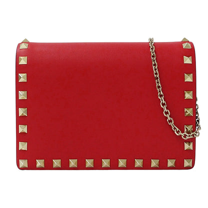 Valentino Garavani ヴァレンティノ・ガラヴァーニ ショルダーバッグ ロックスタッズ レッド レザー レディース 【中古】