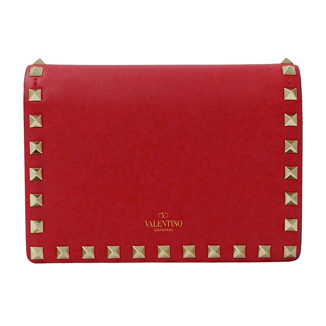 Valentino Garavani ヴァレンティノ・ガラヴァーニ ショルダーバッグ ロックスタッズ レッド レザー レディース 【中古】
