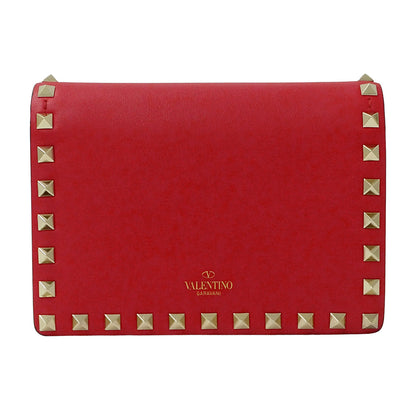 Valentino Garavani ヴァレンティノ・ガラヴァーニ ショルダーバッグ ロックスタッズ レッド レザー レディース 【中古】