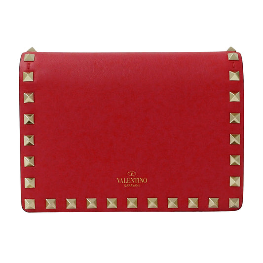 Valentino Garavani ヴァレンティノ・ガラヴァーニ ショルダーバッグ ロックスタッズ レッド レザー レディース 【中古】