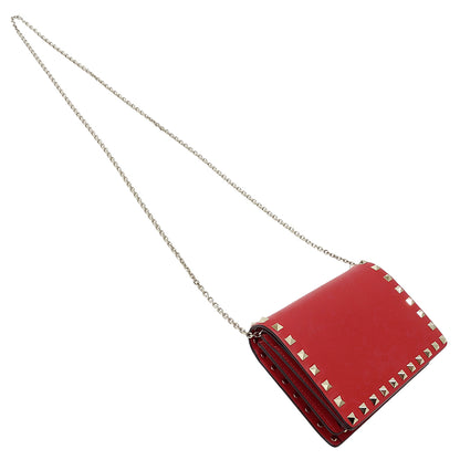 Valentino Garavani ヴァレンティノ・ガラヴァーニ ショルダーバッグ ロックスタッズ レッド レザー レディース 【中古】
