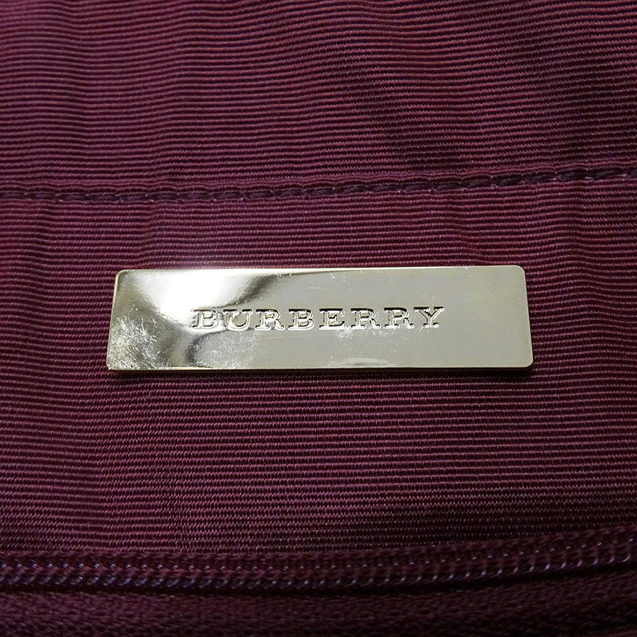 BURBERRY バーバリー トートバッグ ベージュ ボルドー キャンバス レディース 【中古】