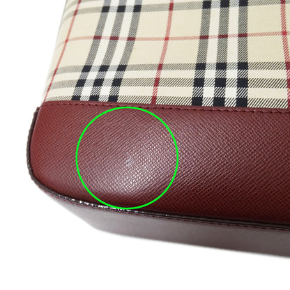 BURBERRY バーバリー トートバッグ ベージュ ボルドー キャンバス レディース 【中古】