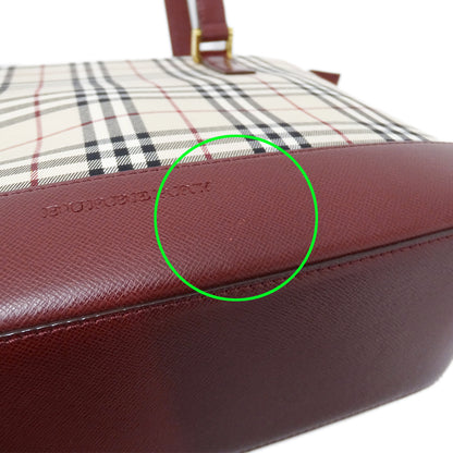 BURBERRY バーバリー トートバッグ ベージュ ボルドー キャンバス レディース 【中古】
