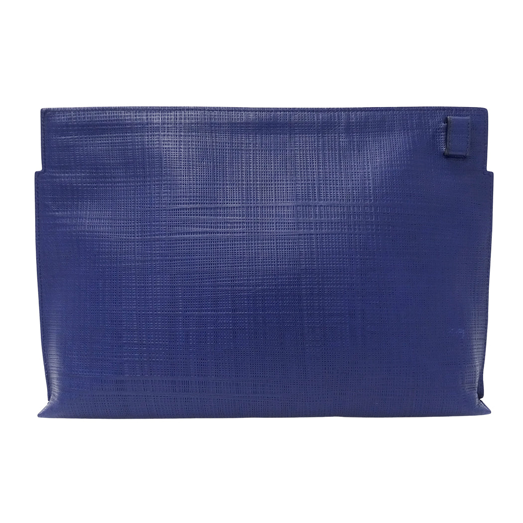 LOEWE ロエベ Tポーチ クラッチ・セカンドバッグ アナグラム ネイビー レザー レディース メンズ 【中古】