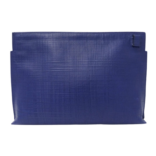 LOEWE ロエベ Tポーチ クラッチ・セカンドバッグ アナグラム ネイビー レザー レディース メンズ 【中古】