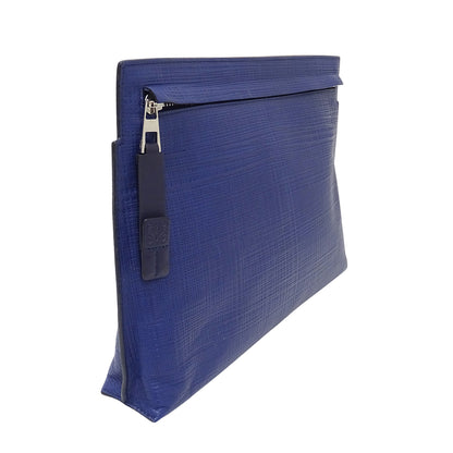LOEWE ロエベ Tポーチ クラッチ・セカンドバッグ アナグラム ネイビー レザー レディース メンズ 【中古】
