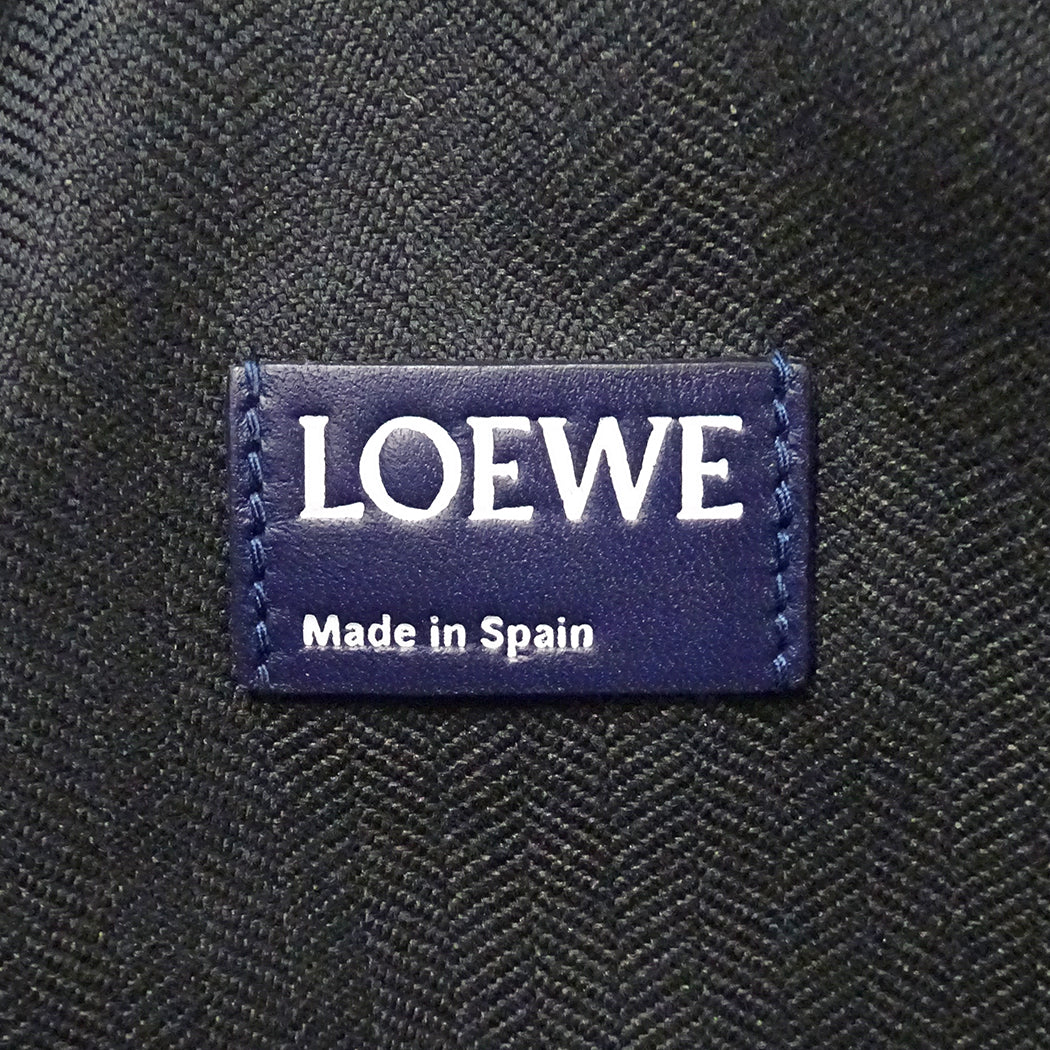LOEWE ロエベ Tポーチ クラッチ・セカンドバッグ アナグラム ネイビー レザー レディース メンズ 【中古】