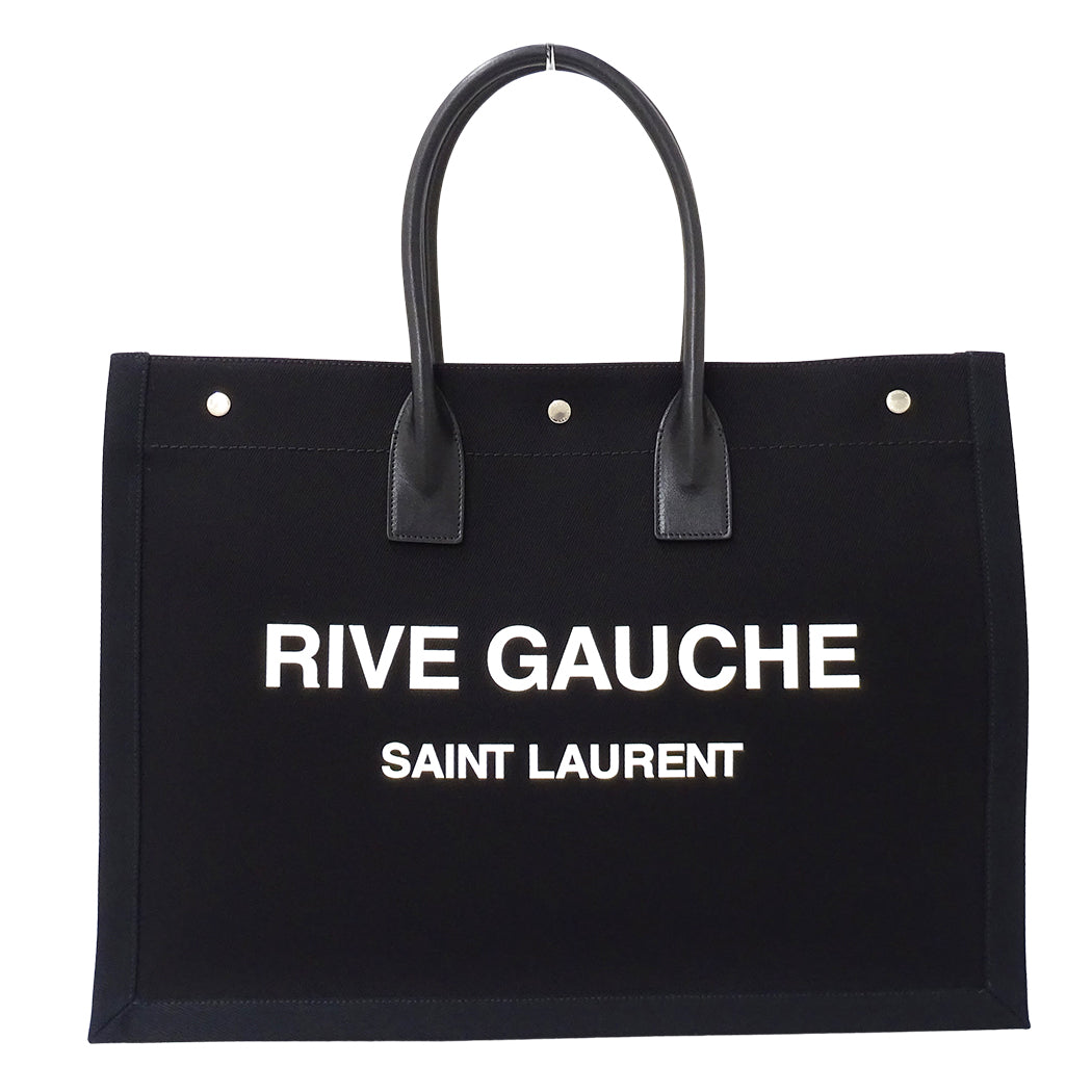 SAINT LAURENT サンローラン リヴゴーシュ ラージ トートバッグ ブラック キャンバス レディース 【中古】